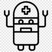 medizinischer Roboter, medizinische Robotertechnologie, medizinische Roboteranwendungen, medizinische Roboterimplantate symbol