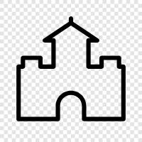 mittelalterlich, Turm, Halt, Brüstung symbol