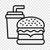 Menu, Hamburgers, Fries, Drinks icon svg