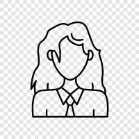 messy hair, long hair, curly hair, thick hair icon svg