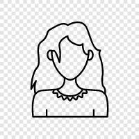 messy hair woman, curly hair woman, frizzy hair woman, unmanage icon svg