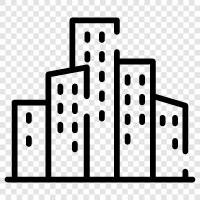 metropolitan area, downtown, skyline, business district icon svg