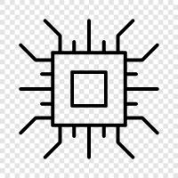 Mikrocontroller, Halbleiter, Digital, integrierte Schaltungen symbol