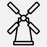 Mühle, Strom, Energie, Erneuerbare symbol