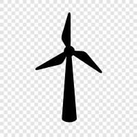 Mühle, Wind, Turbine, Strom symbol