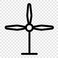 Mühle, Turbine, Strom, Erneuerbare symbol