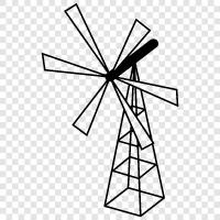 Mühle, Turm, Landwirtschaft, Wind symbol