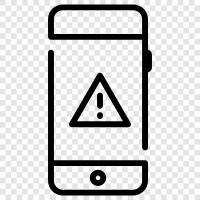 mobile app, mobile warning system, mobile notification, mobile emergency warning icon svg