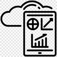 mobile cloud, mobile statistics, cloud and statistics smartphone icon svg