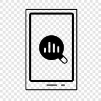Мобильный маркетинг, мобильный анализ приложений, эффективность мобильного приложения, задействование мобильного приложения Значок svg