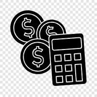 money, coins, calculators, finance icon svg