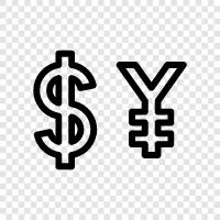 Geld, Pfund Sterling, Euro, Yen symbol