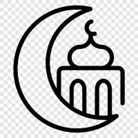 moon and Islam, moon and mosque architecture, moon and mosque art, moon icon svg