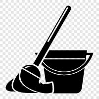 mop bucket, mop head, mop handle, Mop icon svg