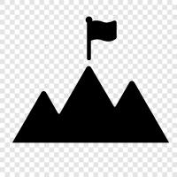 mountain peak and flag, flag of, mountain and flag icon svg