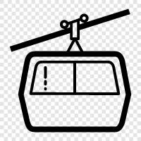 mountains, transportation, aerial tramway, cable car icon svg