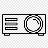 movie projector, home cinema projector, HD projector, 3D projector icon svg