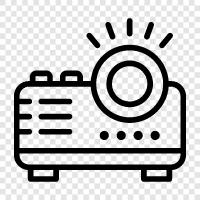 movie theater, home entertainment, laser projector, 3D projection icon svg