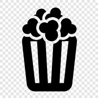 movie theater popcorn, microwave popcorn, air popped popcorn, popcorn kernels icon svg
