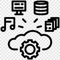 multimedia in the cloud, cloud computing, streaming media, video icon svg
