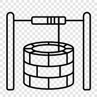 natural stone well, fountain well, water well, well icon svg