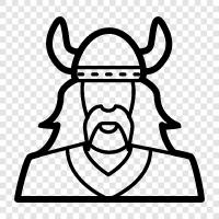 Norse, sword, shield, ship icon svg