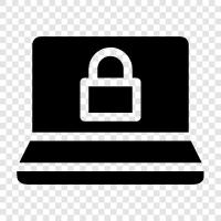 notebook security, laptop lock, password lock, electronic lock icon svg