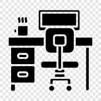 office, desk, office chair, office table icon svg