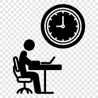 office work schedule, office work hours, office work attire, office work tools icon svg