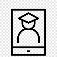 online graduation ceremony, online graduation photos, online graduation video, online graduation transcript icon svg