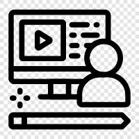 online video, online education, elearning, online training icon svg