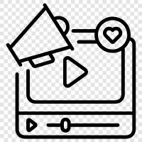 online video marketing, social media video marketing, online video advertising, online video icon svg