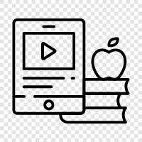 online video, eLearning, online courseware, instructional videos icon svg