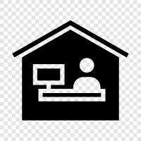 OnlineArbeit von zu Hause aus, Hausarbeit von zu Hause aus, Telearbeit, Arbeit von zu Hause aus symbol