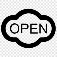 open sign, open shop, open house, open studio icon svg