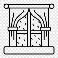 open, close, window dressing, curtains icon svg