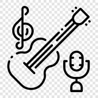 orchestra, music education, guitar, bass icon svg