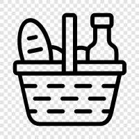 outdoor, picnic basket, food, wine icon svg