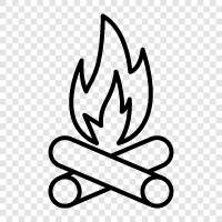 outdoor, camping, fire, roasting marshmallows icon svg