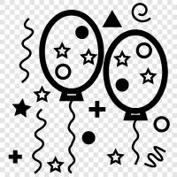 party, geburtstag, kinder, helium symbol