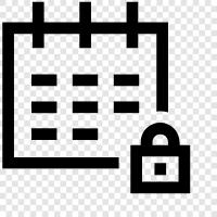 Passwortsperre Kalender, Kalendersperre, Sicherheitssperre Kalender, Datenschutzsperre Kalender symbol
