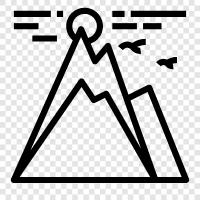 peaks, mountains, hiking, trails icon svg