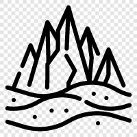 peaks, ranges, snowcapped, rugged icon svg