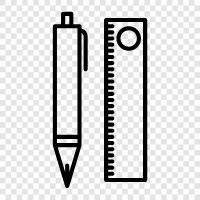 pen width, pen size, pen dimensions, pen length icon svg