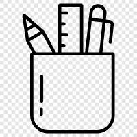 pencil holder, writing stand, desk organizer, school supplies icon svg