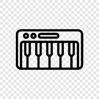 piyano, keyboard, müzik, notlar ikon svg