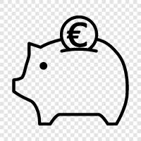 Piggy Bank, Savings, Money, Currency icon svg