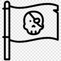 Piraten, schwarze Flagge, Schädel und Kreuzbeine, Buccaneer symbol