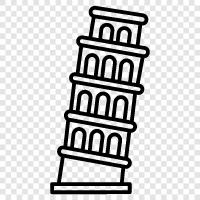 Pisa, Italy, tower, history icon svg