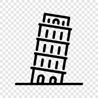 Pisa, Italy, Tower of Pisa, Tower icon svg